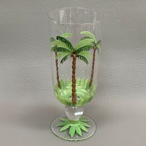 Clear Glass Palm Trees 7 7/8" Tall Hand Painted